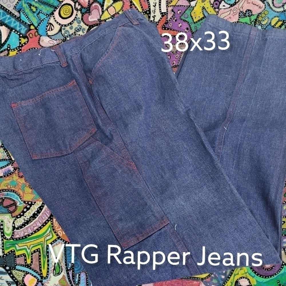 Vintage RAPPERS Jeans Like New 38x33 USA Made Painter Pocket High Waist Flared